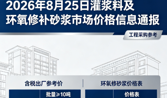 伊通2026年8月25日灌浆料及环氧修补砂浆市场价格信息通报